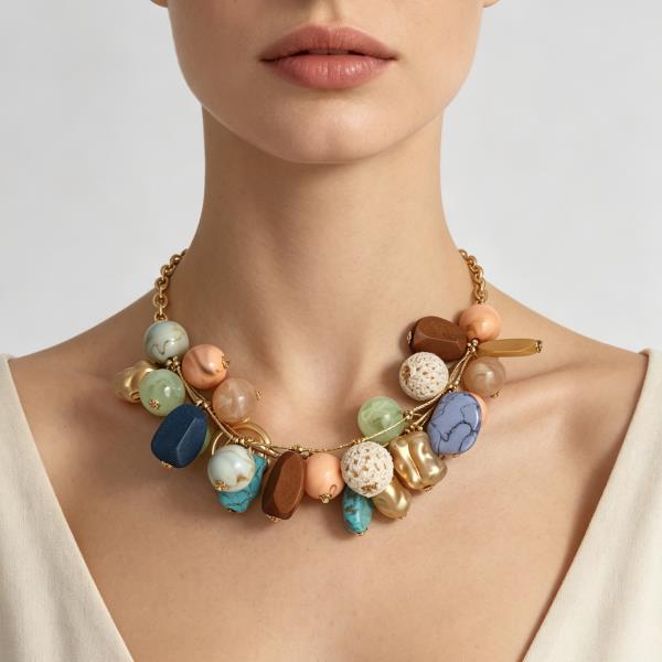 Multi Charm Beaded Statement Necklace