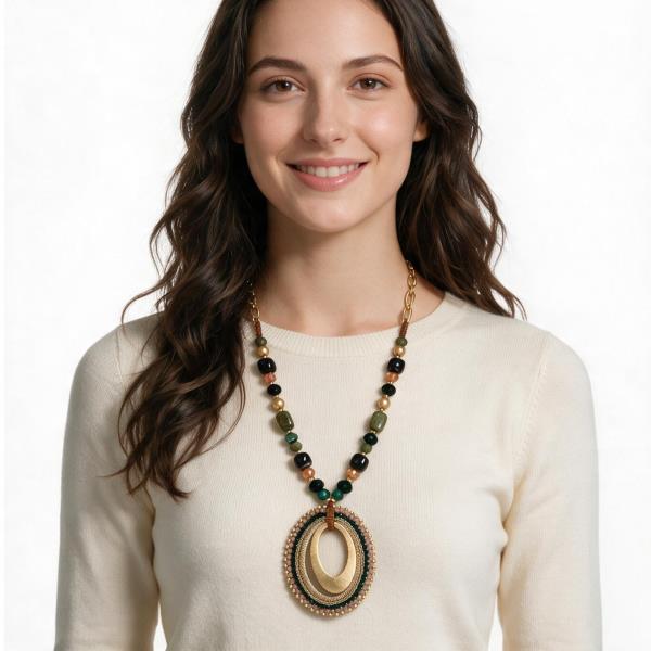 Oval Resin Pendant Necklace