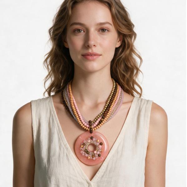 Resin Pendant Beaded Necklace