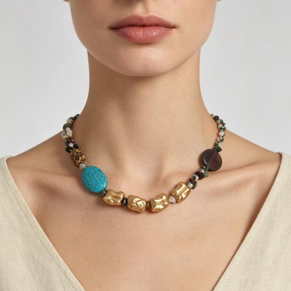 Resin Stone Beaded Necklace