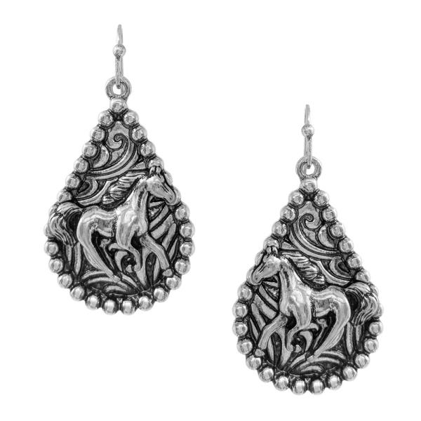 Western Bar Filigree Horse Earring