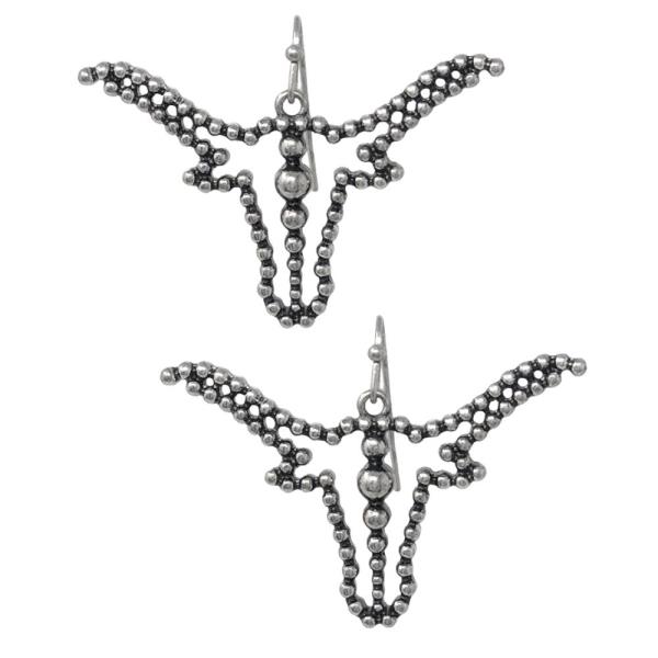 Western Ball Textured Steer Head Earring