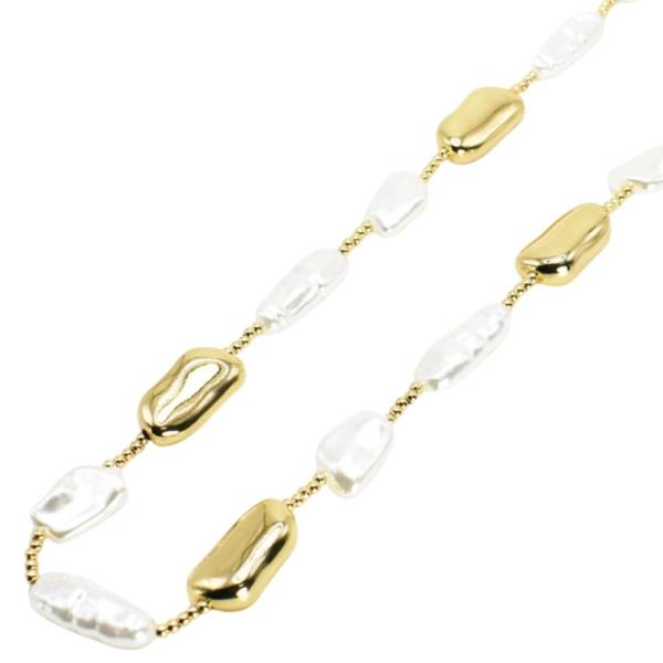 Baroque Pearl Liquid Metal Strand Necklace