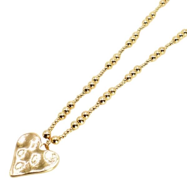 METAL BEADS WITH HEART PENDANT NECKLACE
