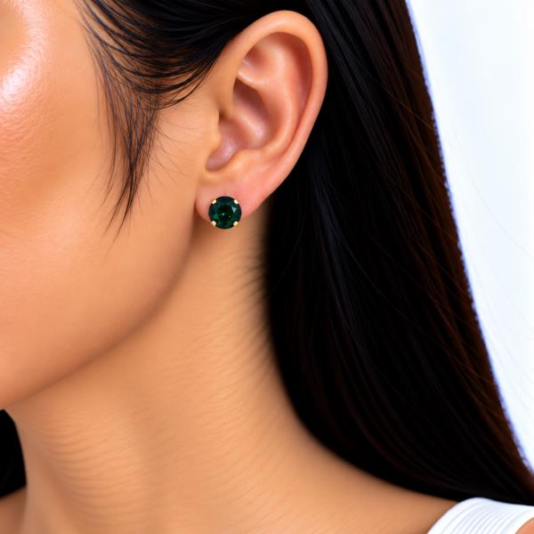 Prong Set Round Crystal Stone Stud Earring
