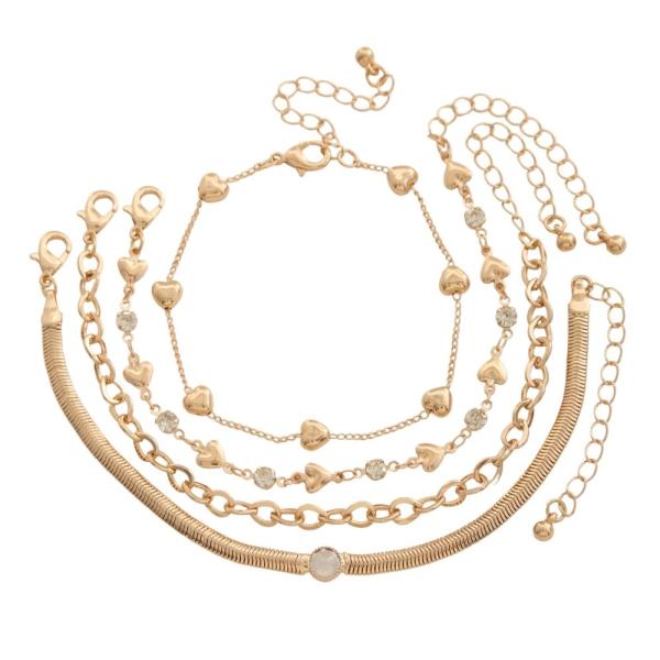 Metal Heart Chain Bracelet Set