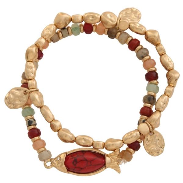 Metal Mix Beaded Stretch Bracelet Set