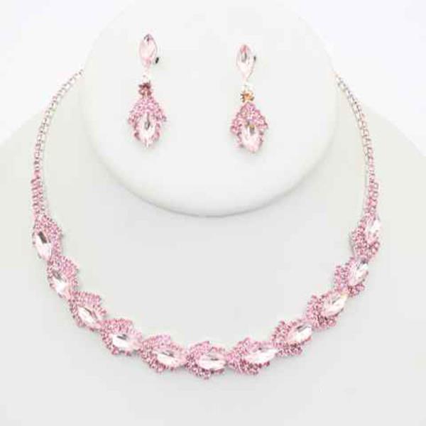 Rhinestone Crystal Marquise Earring Necklace Set