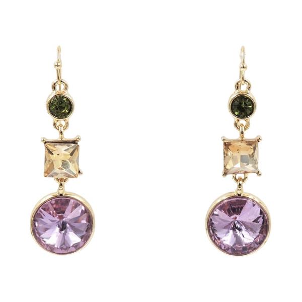Multi Glass Fish Hook Drop Earrings