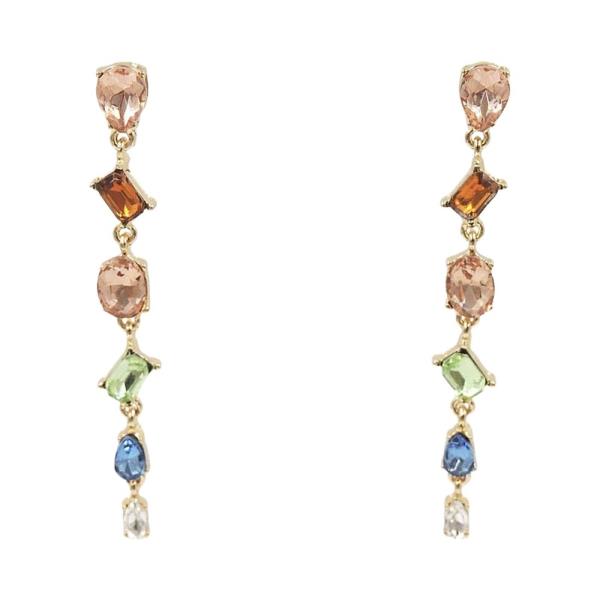 Multi Glass Linear Drop Earrings
