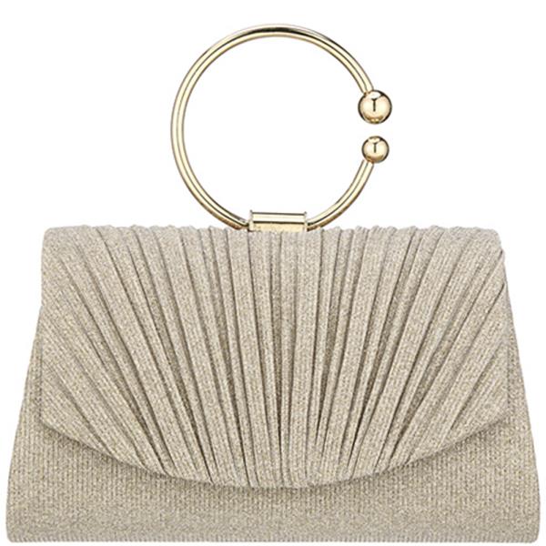 PLEATED ROUND HANDLE EVENING CLUTCH BAG