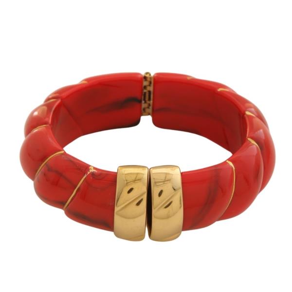 Resin Metal Hinged Bangle Bracelet