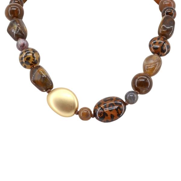 Multi Size Brown Bead Necklace