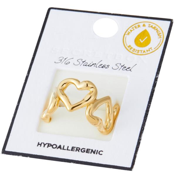 SECRET BOX Stainless Steel Heart Open Ring