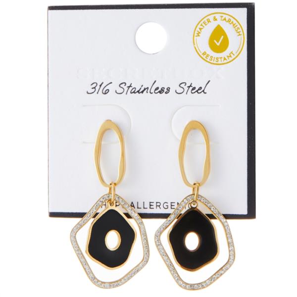 SECRET BOX Stainless Steel Disk Drop Earring