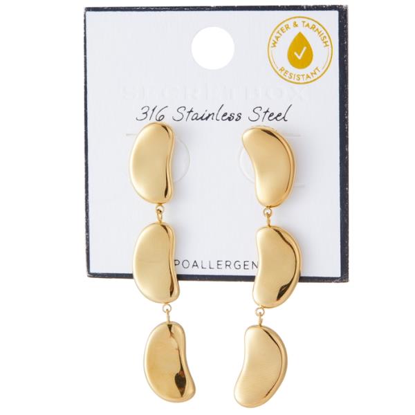 SECRET BOX Stainless Steel Nugget Drop Earring