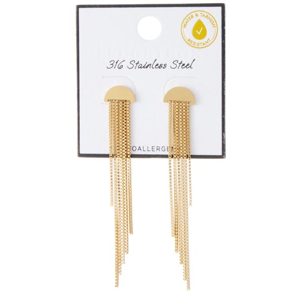 SECRET BOX Stainless Steel Drop Chain Earring