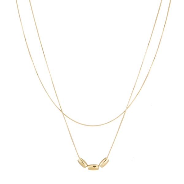 SECRET BOX STAINLESS STEEL 2 LAYERED NUGGET NECKLACE