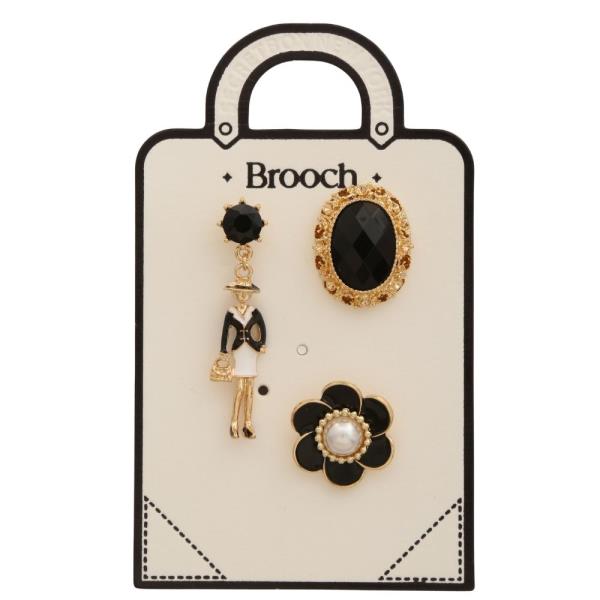 BLACK N WHITE PARIS STYLE ENAMEL BROOCH