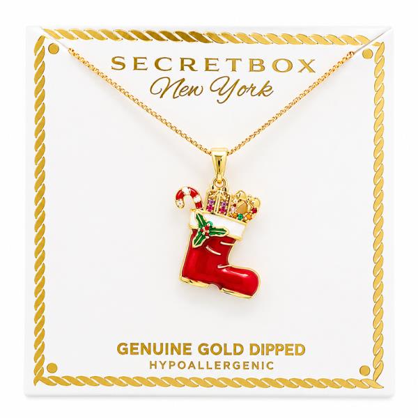 SECRET BOX GOLD DIPPED CHRISTMAS BOOTS NECKLACE