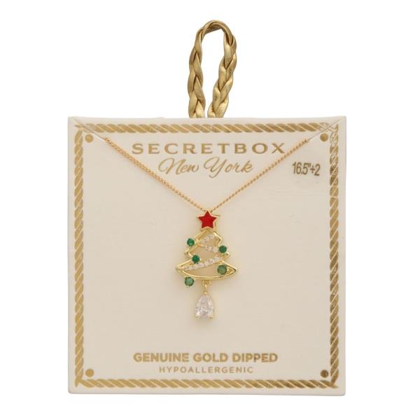 SECRET BOX  GOLD DIPPED CHRISTMAS TREE NECKLACE