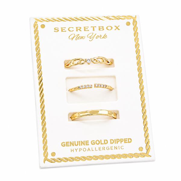 SECRET BOX Gold Dipped Ring 3 Set