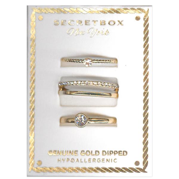 SECRET BOX Gold Dipped 3 Set Ring