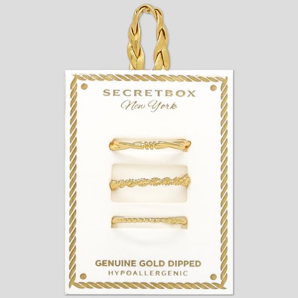 SECRET BOX Gold Dipped 3 Ring Set