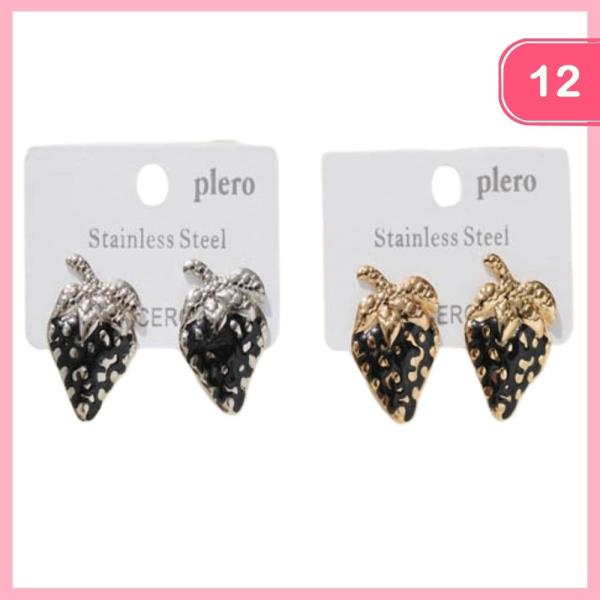 Stainless Steel Strawberry Earring (12 Units)