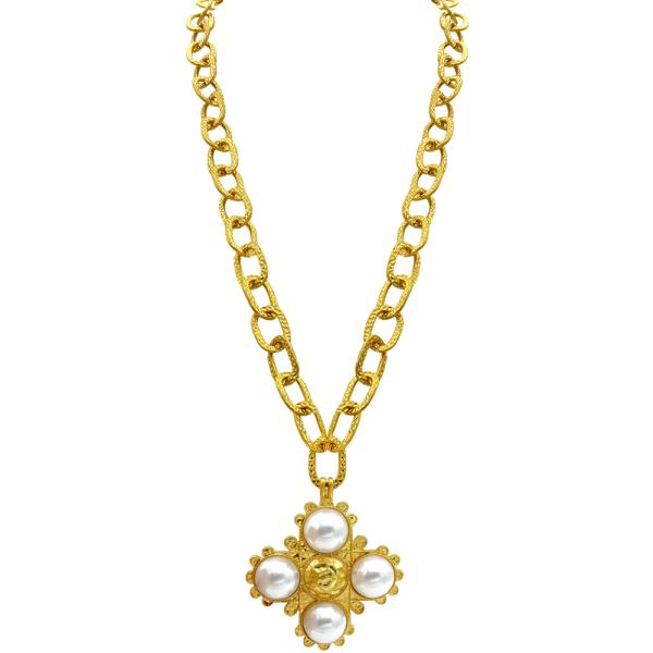ROUND LINKED W PEARL NECKLACE