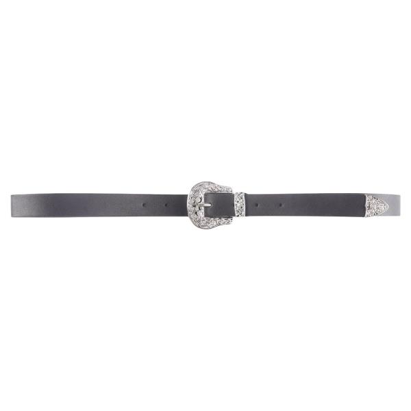 Rhinestone Western Buckle Skinny Belt