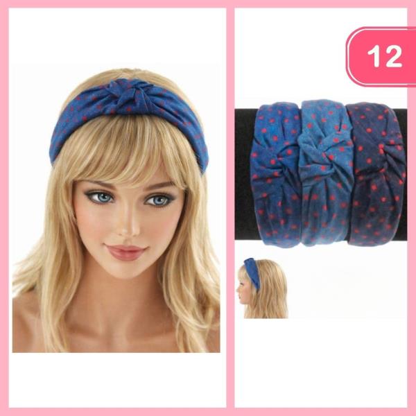 Micro Polka Dot Print Headband (12 Units)