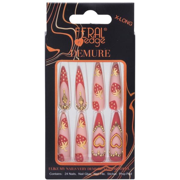 FERAL EDGE DEMURE DESIGN X LONG NAIL DECORATION SET