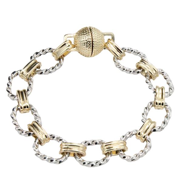 14K Gold Plated Two Tone W Magnetic Ball Closure