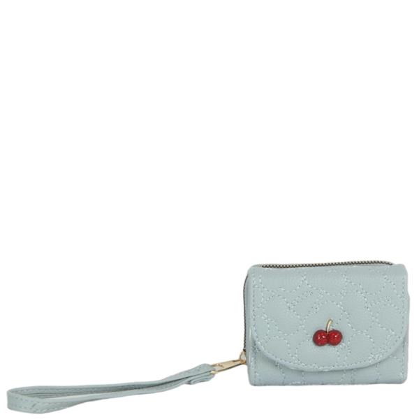 CHERRY QUILTED WRISTLET STRAP WALLET