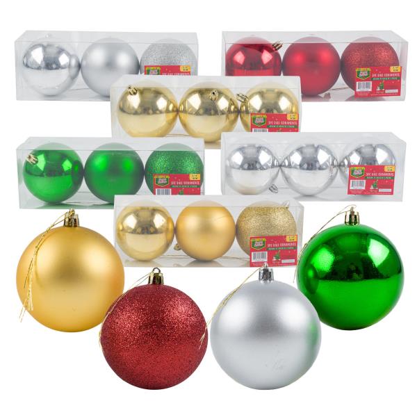 PARTY WORLD CHRISTMAS BALL ORNAMENTS, 12 PIECE SET