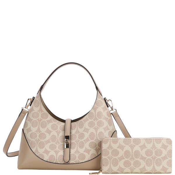 2IN1 Curve Shoulder Crossbody Bag W Wallet Set