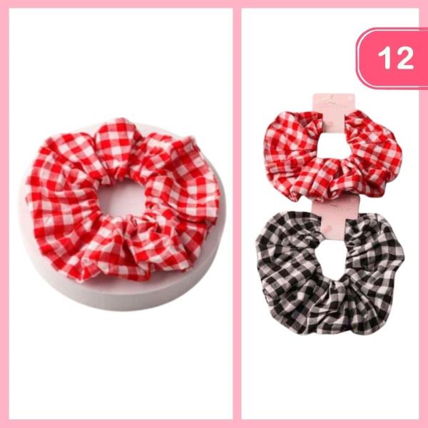 Gingham Hair Scrunchie (12 Units)