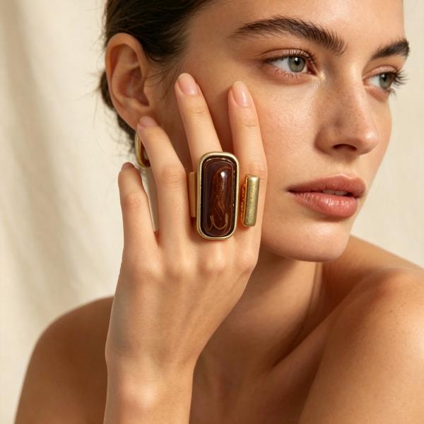 Rectangle Resin Stone Ring