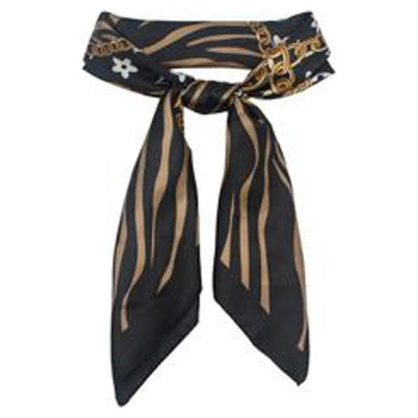 ANIMAL PRINT SILKY BANDANA SQUARE NECK SCARF