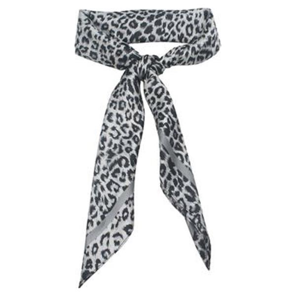 TONAL BORDER LEOPARD PRINT SILKY BANDANA SQUARE NECK SCARF