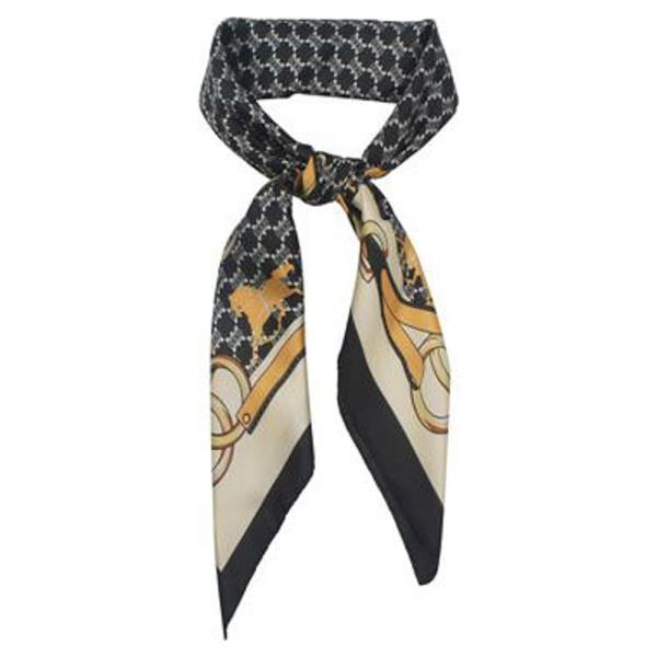 CHAIN LINK BORDER SILKY BANDANA SQUARE NECK SCARF