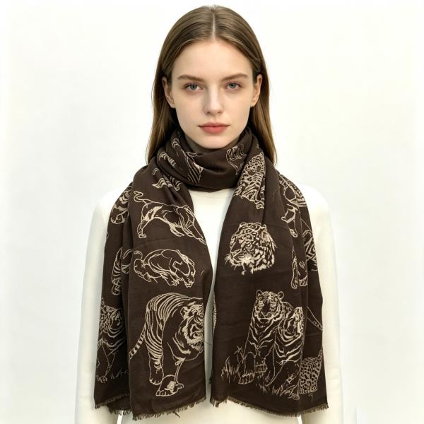 TIGER LEOPARD PRINT LIGHTWEIGHT SCARF