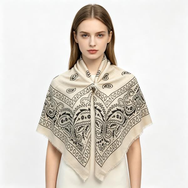 PAISLEY BIG BANDANA SQUARE NECK SCARF