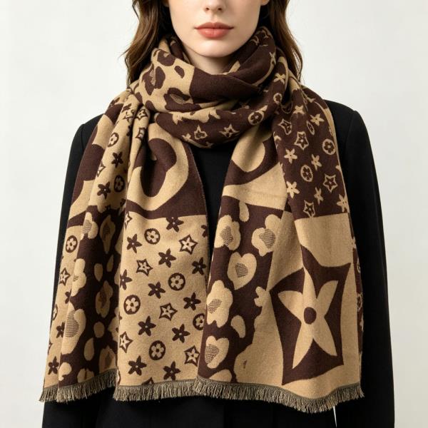 OVERSIZED MONOGRAM PRINT OBLONG SCARF