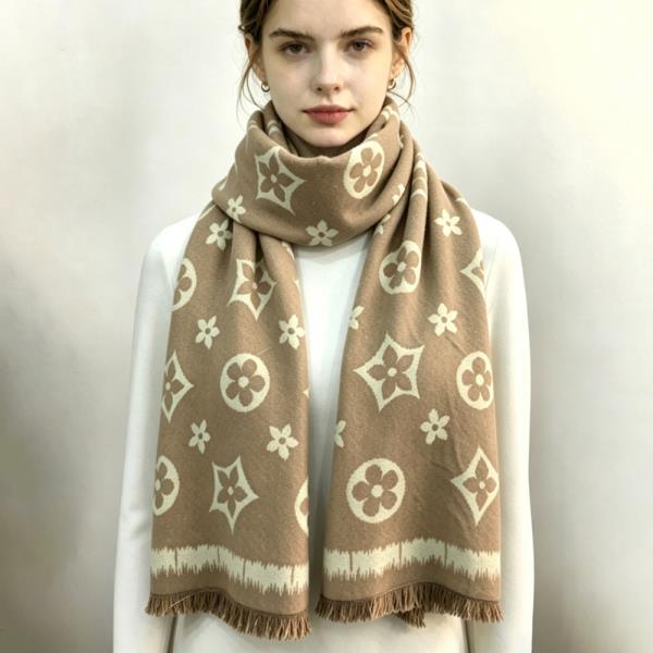 FLORAL MONOGRAM PRINT OBLONG SCARF