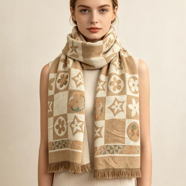 PATCHWORK FLORAL PRINT OBLONG SCARF