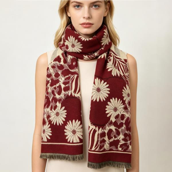 FLORAL ANIMAL PRINT OBLONG SCARF
