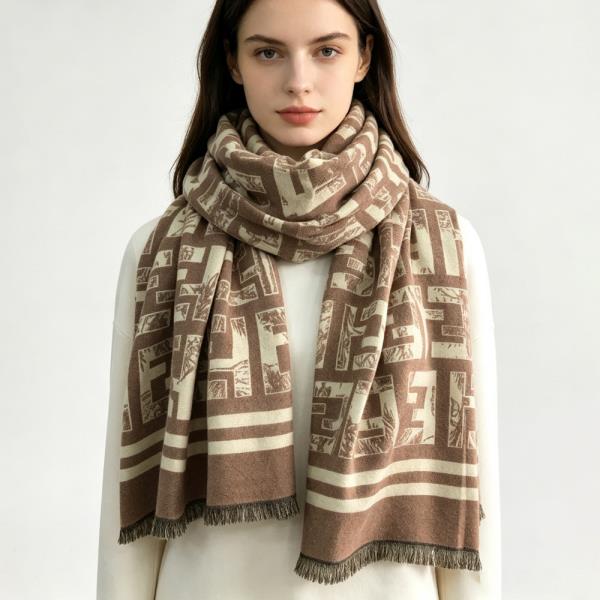 GEOMETRIC MONOGRAM PRINT OBLONG SCARF