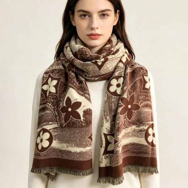 FLORAL MONOGRAM PRINT OBLONG SCARF